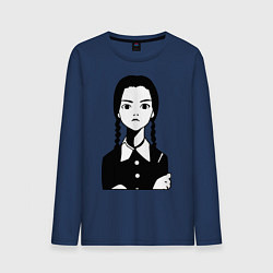 Лонгслив хлопковый мужской Wednesday Addams, цвет: тёмно-синий