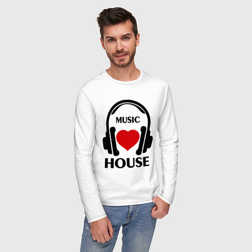 Мужской лонгслив House Music is Love / Белый – фото 3