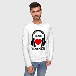 Лонгслив хлопковый мужской Trance Music is Love, цвет: белый — фото 2