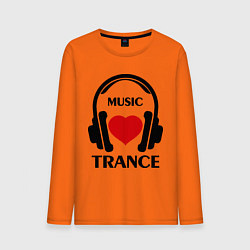 Лонгслив хлопковый мужской Trance Music is Love цвета оранжевый — фото 1