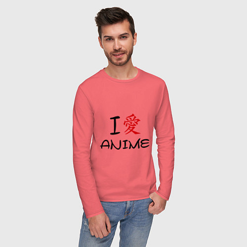 Мужской лонгслив I love anime / Коралловый – фото 3