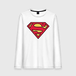 Лонгслив хлопковый мужской Superman logo, цвет: белый