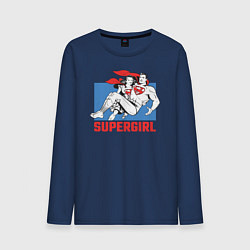Лонгслив хлопковый мужской Superman & Supergirl цвета тёмно-синий — фото 1