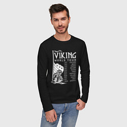Лонгслив хлопковый мужской Viking world tour, цвет: черный — фото 2
