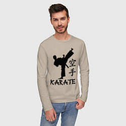 Лонгслив хлопковый мужской Karate craftsmanship, цвет: миндальный — фото 2