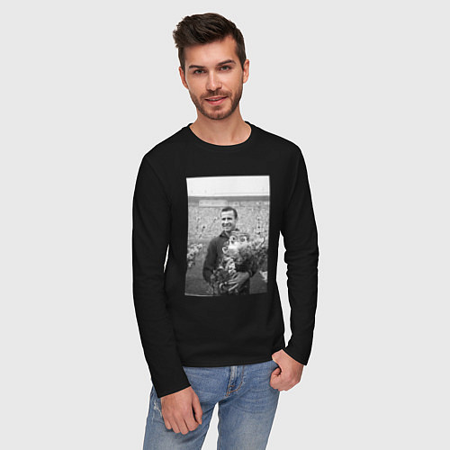 Мужской лонгслив Великий Лев Яшин / Черный – фото 3