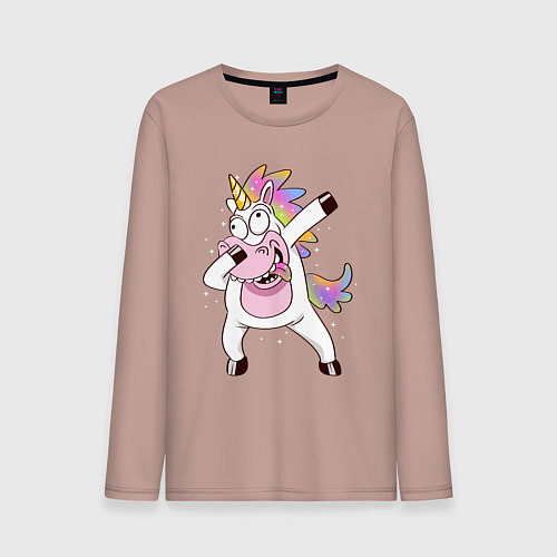 Мужской лонгслив Dabbing Unicorn / Пыльно-розовый – фото 1