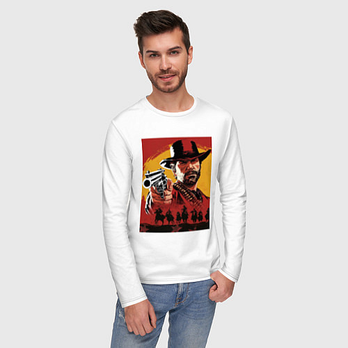 Мужской лонгслив Red dead redemption 2 / Белый – фото 3
