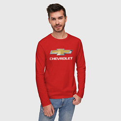 Лонгслив хлопковый мужской Chevrolet цвета красный — фото 2