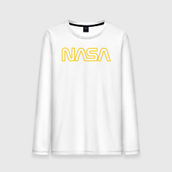 Лонгслив хлопковый мужской NASA Vision Mission and Core Values на спине, цвет: белый