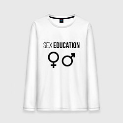 Лонгслив хлопковый мужской SEX EDUCATION, цвет: белый