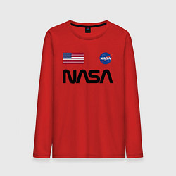 Лонгслив хлопковый мужской NASA НАСА, цвет: красный