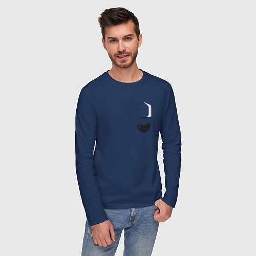 Мужской лонгслив Кот / Тёмно-синий – фото 3