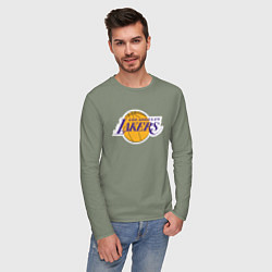 Лонгслив хлопковый мужской LA LAKERSспина, цвет: авокадо — фото 2