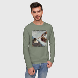 Лонгслив хлопковый мужской Сотворение Адама, цвет: авокадо — фото 2