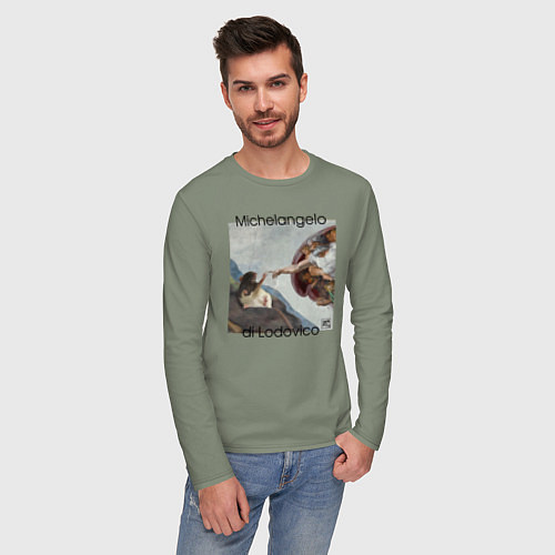 Мужской лонгслив Сотворение Адама / Авокадо – фото 3
