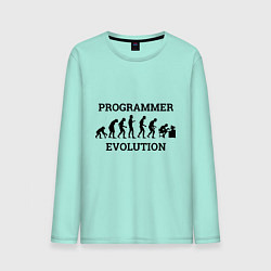 Лонгслив хлопковый мужской Эволюция программиста цвета мятный — фото 1