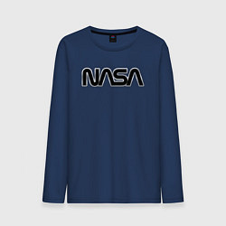 Лонгслив хлопковый мужской NASA, цвет: тёмно-синий
