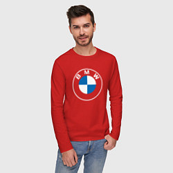 Лонгслив хлопковый мужской BMW LOGO 2020, цвет: красный — фото 2