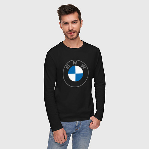 Мужской лонгслив BMW LOGO 2020 / Черный – фото 3