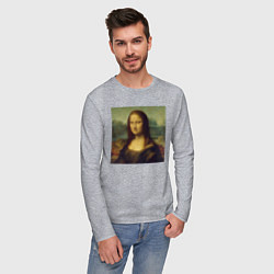 Лонгслив хлопковый мужской Mona Lisa pixels, цвет: меланж — фото 2