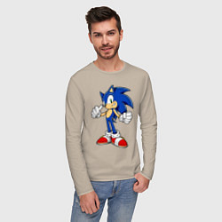 Лонгслив хлопковый мужской Sonic, цвет: миндальный — фото 2