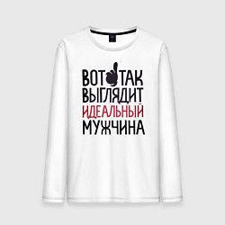 Лонгслив хлопковый мужской Так выглядит идеальный мужчина, цвет: белый