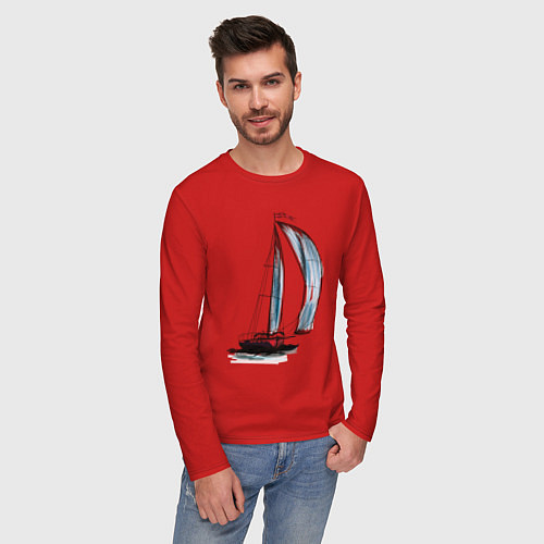 Мужской лонгслив Парусник / Красный – фото 3