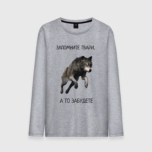 Мужской лонгслив Волк / Меланж – фото 1