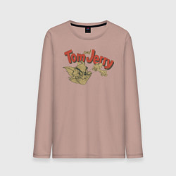 Лонгслив хлопковый мужской Tom & Jerry: Retro, цвет: пыльно-розовый