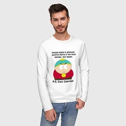 Лонгслив хлопковый мужской South Park Цитата, цвет: белый — фото 2