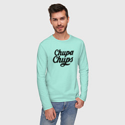 Лонгслив хлопковый мужской Chupa-Chups Logo цвета мятный — фото 2