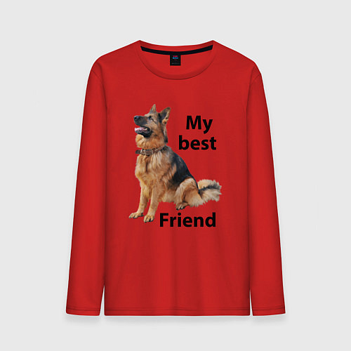 Мужской лонгслив Овчарка / Красный – фото 1