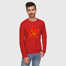 Лонгслив хлопковый мужской СССР цвета красный — фото 2
