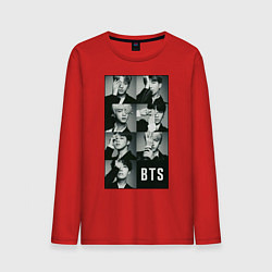 Лонгслив хлопковый мужской BTS, цвет: красный