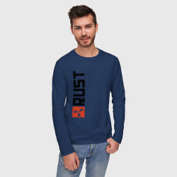 Лонгслив хлопковый мужской RUST, цвет: тёмно-синий — фото 2