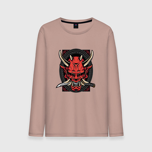 Мужской лонгслив МАСКА РОНИНА / Пыльно-розовый – фото 1