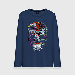Лонгслив хлопковый мужской Skull 2055, цвет: тёмно-синий
