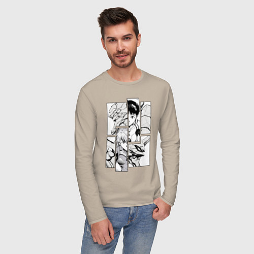 Мужской лонгслив Аска и Синдзи, Евангелион / Миндальный – фото 3