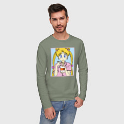 Лонгслив хлопковый мужской Sailor Moon Usagi Tsukino, цвет: авокадо — фото 2