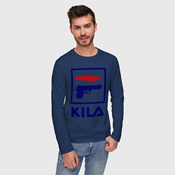 Лонгслив хлопковый мужской Kila Fila, цвет: тёмно-синий — фото 2