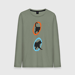 Лонгслив хлопковый мужской Portal Cat, цвет: авокадо