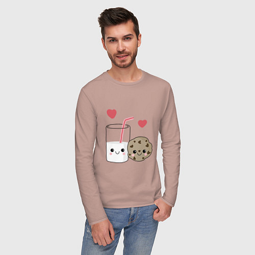 Мужской лонгслив Milk and Cookies Love / Пыльно-розовый – фото 3