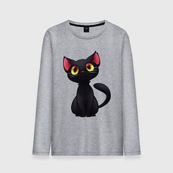 Лонгслив хлопковый мужской Черный котенок, цвет: меланж