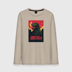 Лонгслив хлопковый мужской Godzilla, цвет: миндальный