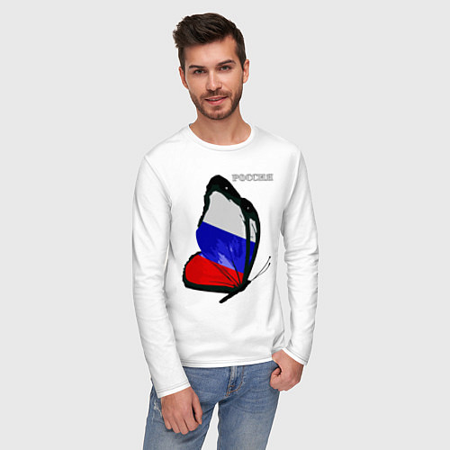 Мужской лонгслив Россия / Белый – фото 3