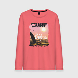 Лонгслив хлопковый мужской Surf California, цвет: коралловый
