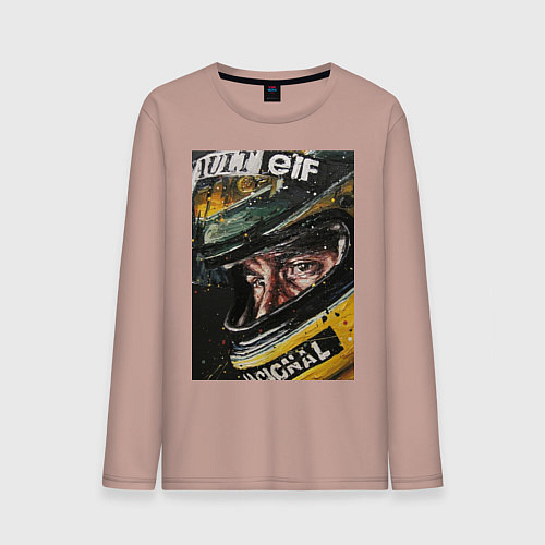 Мужской лонгслив Айртон Сенна / Пыльно-розовый – фото 1