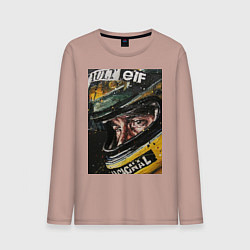 Лонгслив хлопковый мужской Айртон Сенна, цвет: пыльно-розовый