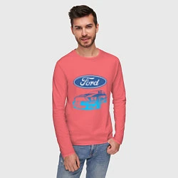 Лонгслив хлопковый мужской Ford Z, цвет: коралловый — фото 2